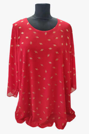 Muszlin ujjú mintás blúz - F320