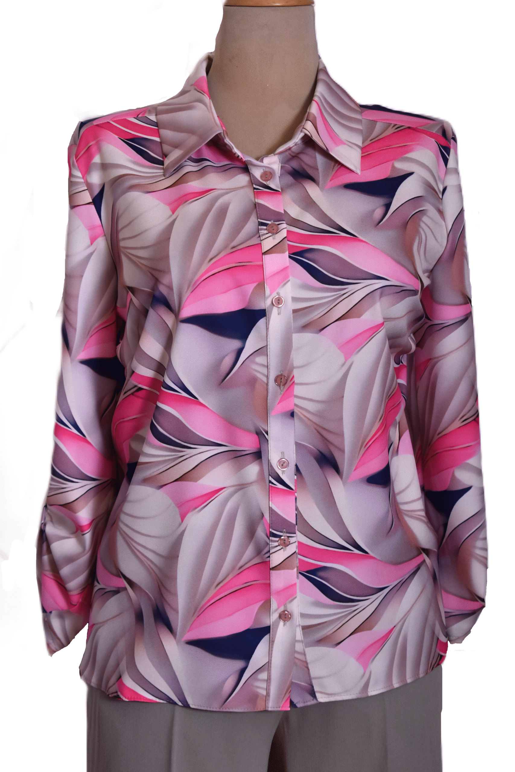 Mintás blúz - rózsaszínes - F325