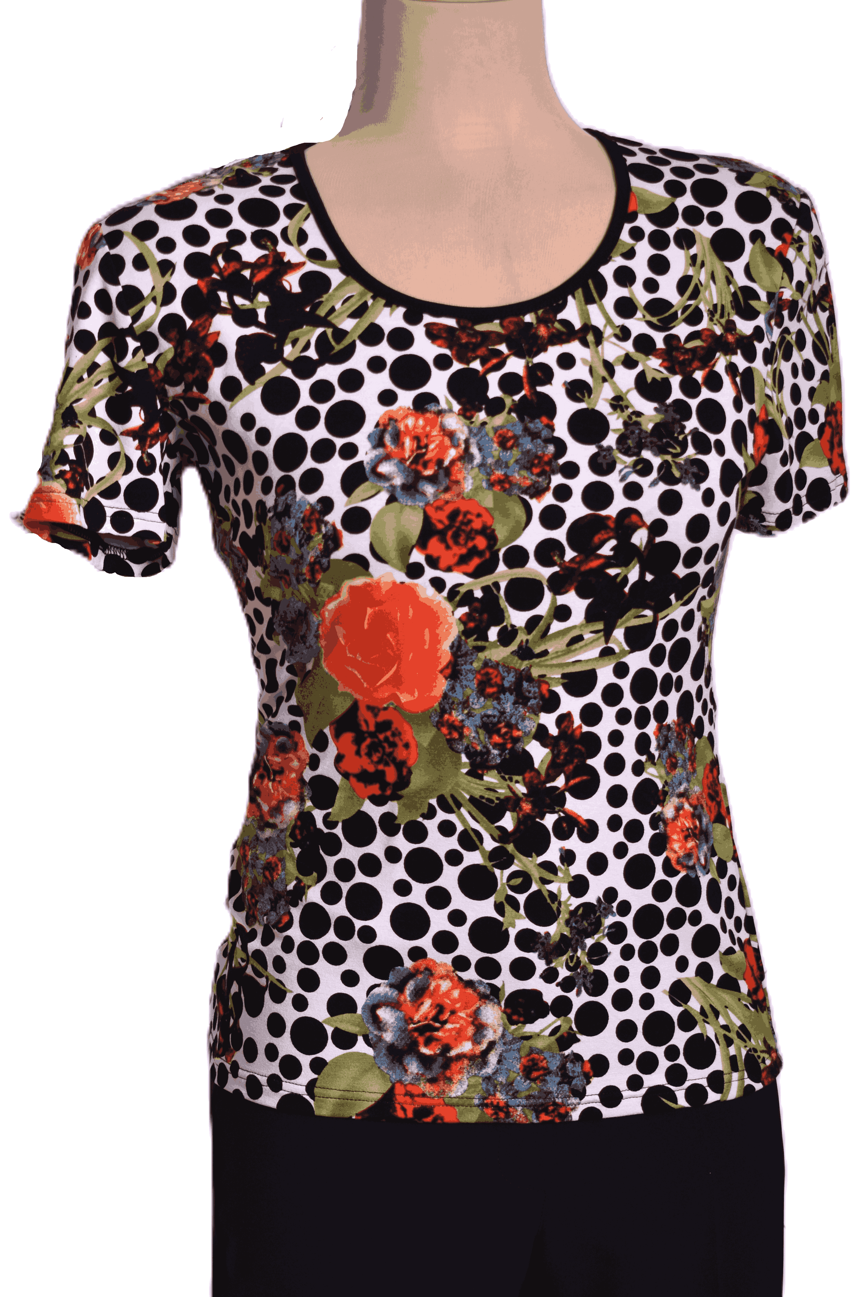 Pöttyös virágos póló - F327